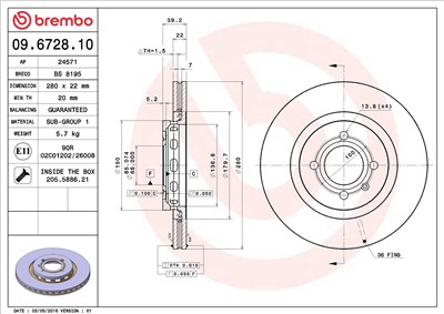 BREMBO 09.6728.10 EAN: 8020584672815.