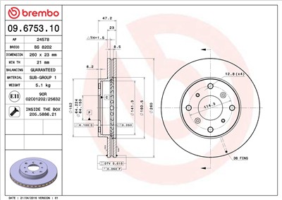 BREMBO 09.6753.10 EAN: 8020584675311.
