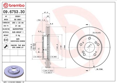 BREMBO 09.6753.30 EAN: 8020584675335.