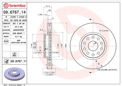 BREMBO 09.6767.11 EAN: 8020584031001.