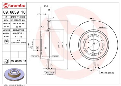 BREMBO 09.6839.11 EAN: 8020584031759.