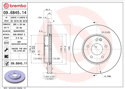 BREMBO 09.6845.11 EAN: 8020584013748.