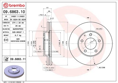 BREMBO 09.6863.11 EAN: 8020584034606.