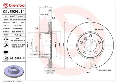 BREMBO 09.6924.11 EAN: 8020584013762.