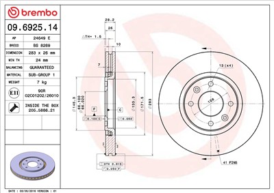 BREMBO 09.6925.14 EAN: 8020584012697.