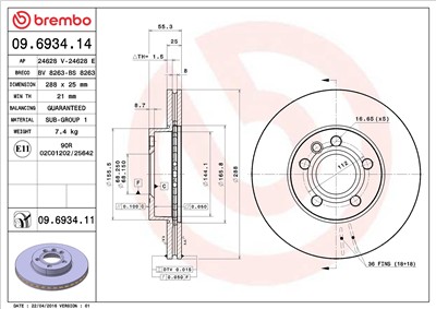 BREMBO 09.6934.11 EAN: 8020584035214.