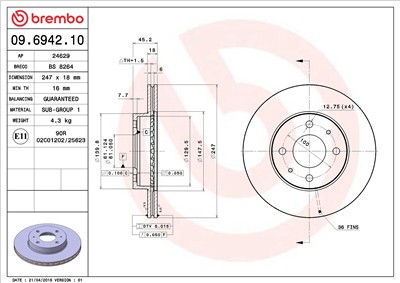 BREMBO 09.6942.10 EAN: 8020584694213.