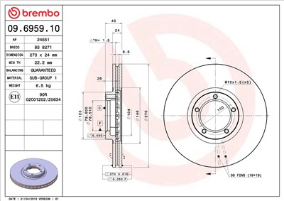 BREMBO 09.6959.10 EAN: 8020584695913.