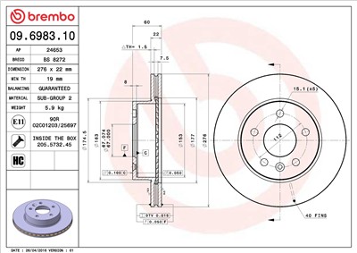 BREMBO 09.6983.10 EAN: 8020584698310.