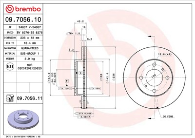 BREMBO 09.7056.11 EAN: 8020584210512.