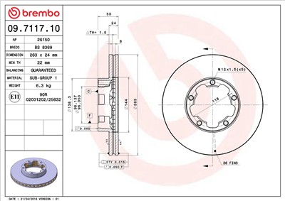 BREMBO 09.7117.10 EAN: 8020584711712.