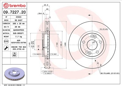 BREMBO 09.7227.20 EAN: 8020584722725.