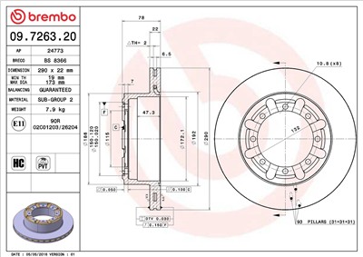 BREMBO 09.7263.20 EAN: 8020584726327.