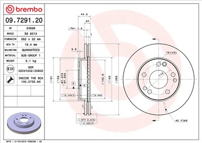BREMBO 09.7291.20 EAN: 8020584729120.