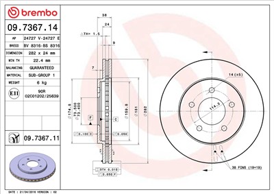BREMBO 09.7367.14 EAN: 8020584013304.