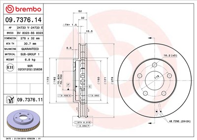 BREMBO 09.7376.11 EAN: 8020584031698.