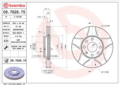 BREMBO 09.7628.75 EAN: 8020584011492.