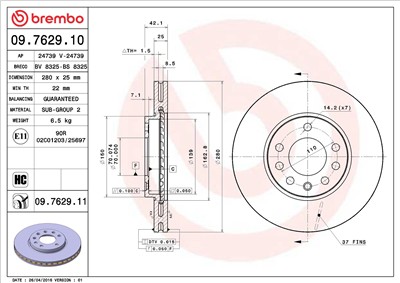 BREMBO 09.7629.11 EAN: 8020584022931.
