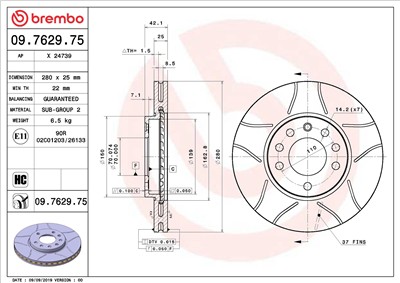 BREMBO 09.7629.75 EAN: 8020584012178.