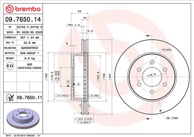 BREMBO 09.7650.11 EAN: 8020584031674.