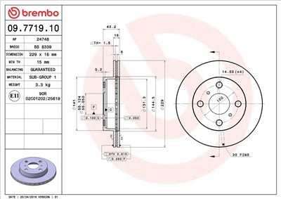 BREMBO 09.7719.10 EAN: 8020584771914.