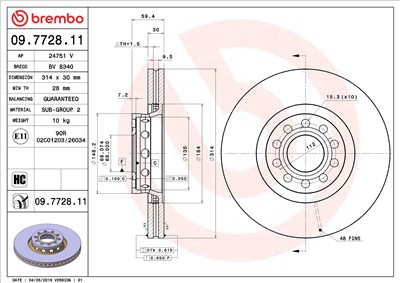 BREMBO 09.7728.11 EAN: 8020584011935.