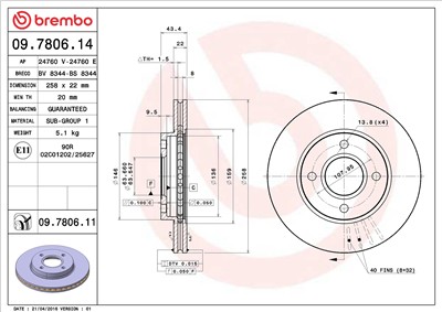 BREMBO 09.7806.14 EAN: 8020584012741.