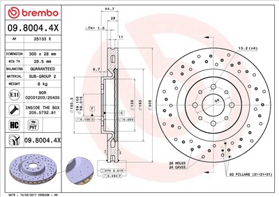 BREMBO 09.8004.4X EAN: 8020584227855.
