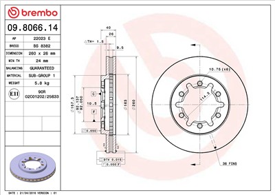 BREMBO 09.8066.14 EAN: 8020584013496.