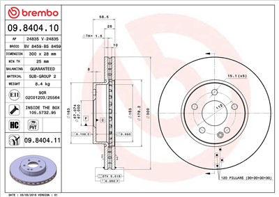 BREMBO 09.8404.11 EAN: 8020584210338.