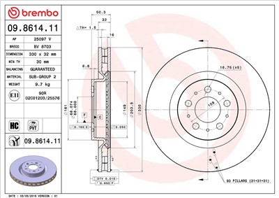 BREMBO 09.8614.11 EAN: 8020584861417.