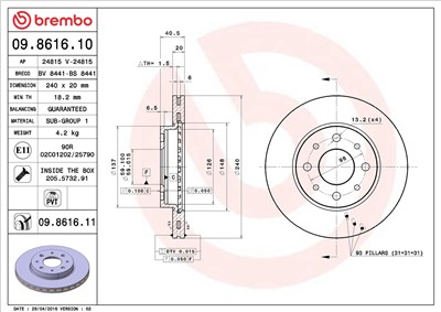BREMBO 09.8616.10 EAN: 8020584861615.