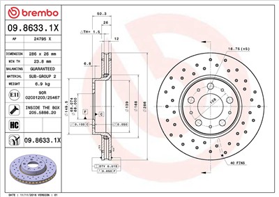 BREMBO 09.8633.1X EAN: 8020584215388.