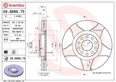 BREMBO 09.8689.75 EAN: 8020584015049.