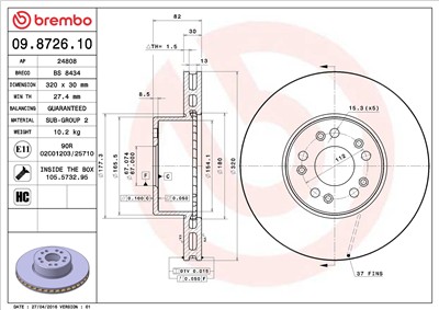 BREMBO 09.8726.10 EAN: 8020584872611.