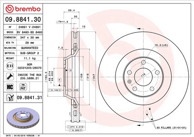 BREMBO 09.8841.31 EAN: 8020584025024.