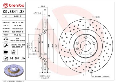 BREMBO 09.8841.3X EAN: 8020584217580.