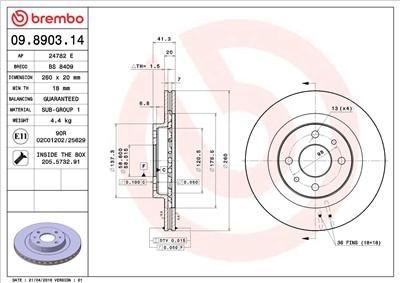 BREMBO 09.8903.14 EAN: 8020584013502.
