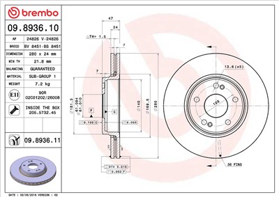 BREMBO 09.8936.11 EAN: 8020584033425.