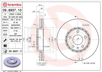 BREMBO 09.8937.10 EAN: 8020584893715.