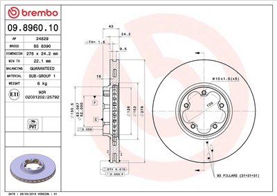 BREMBO 09.8960.10 EAN: 8020584896013.