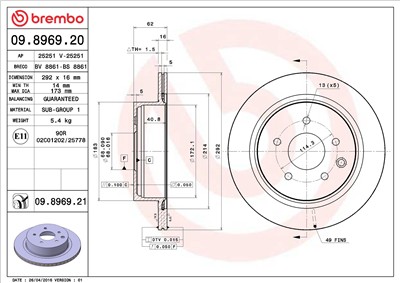 BREMBO 09.8969.21 EAN: 8020584031605.