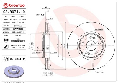 BREMBO 09.9074.11 EAN: 8020584030141.