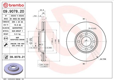BREMBO 09.9078.21 EAN: 8020584210963.
