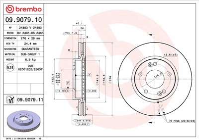 BREMBO 09.9079.11 EAN: 8020584210574.