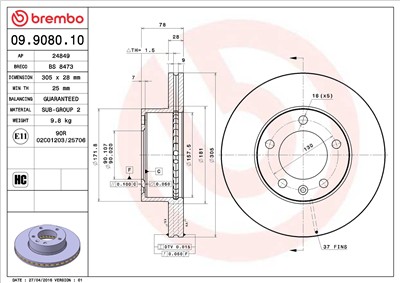 BREMBO 09.9080.10 EAN: 8020584908013.
