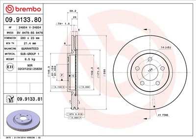 BREMBO 09.9133.81 EAN: 8020584216194.