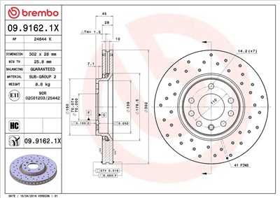 BREMBO 09.9162.1X EAN: 8020584217696.