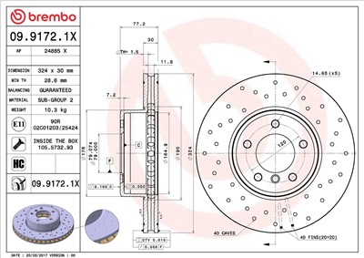 BREMBO 09.9172.1X EAN: 8020584225769.