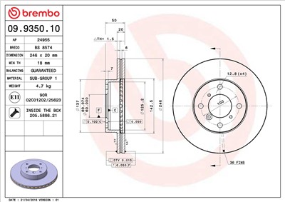 BREMBO 09.9350.10 EAN: 8020584935019.